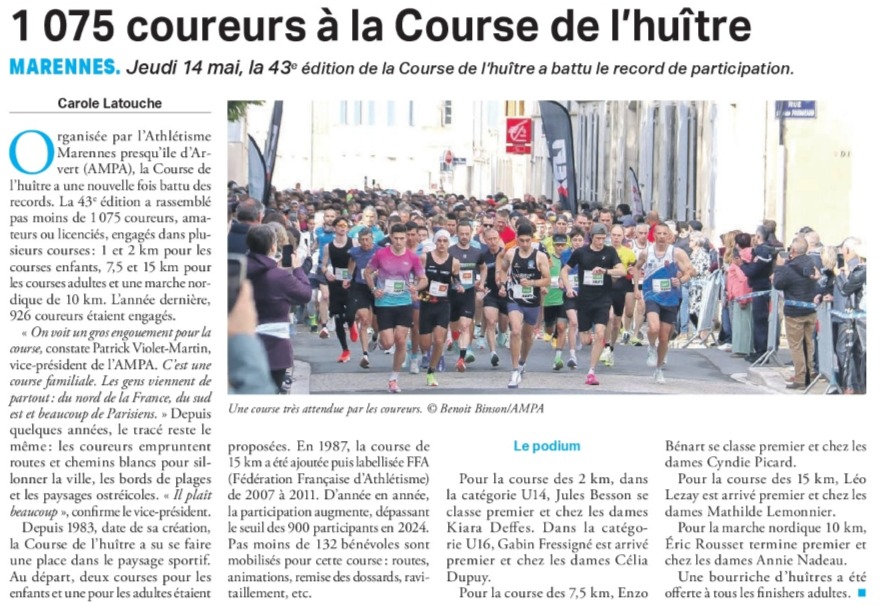 16/05/26 - Revue de Presse - Course de l'Huître
